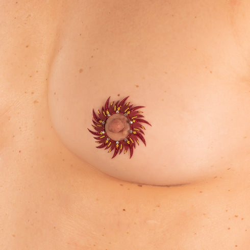 SiaLinda: Brust- und Körpertattoo Elele, selbstklebend, 2er Set, rot gold, Strass - SiaLinda.com